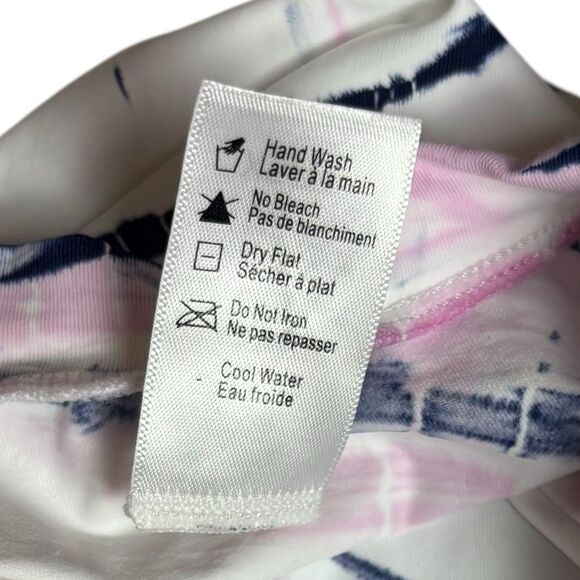 L*SPACE Tie Dye Wildflower Surfer Rash Guard Swim Top White Pink Navy Size XS - Picture 8 of 13